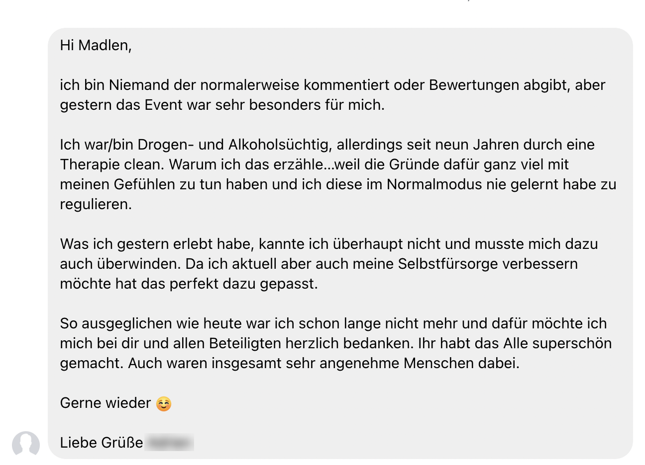 Rezension über Selbstfürsorge und das Event